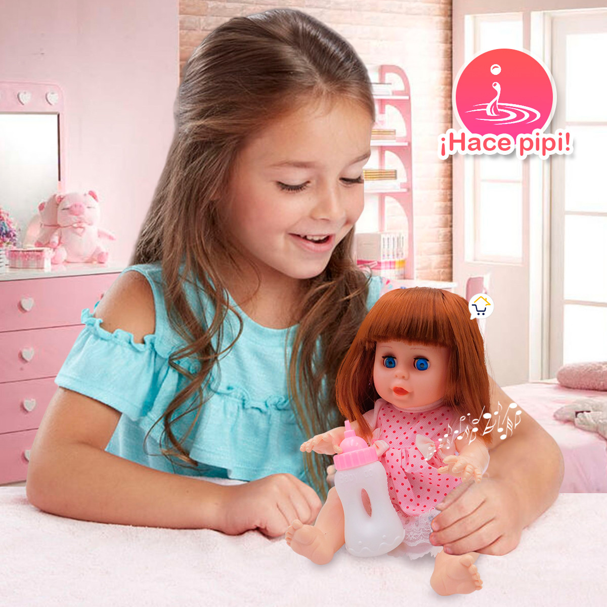 Miniatura 4 de Muñeca Bebe Niña Hace Pipi D882GIRL